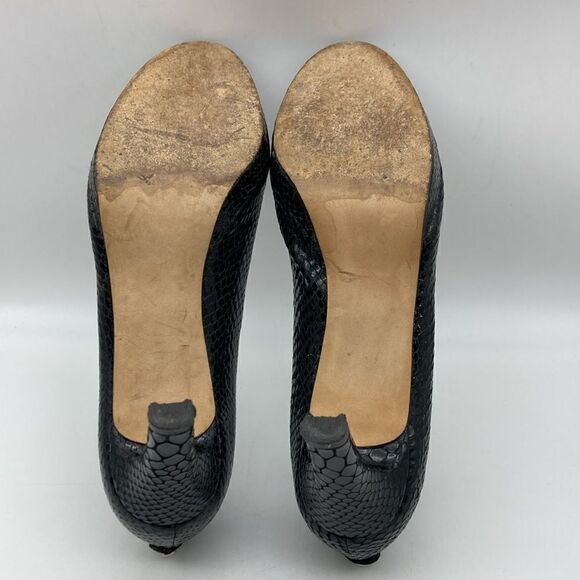 Stuart Weitzman Black Python Embossed Leather Platform Pump Size 8,5M - Picture 13 of 13